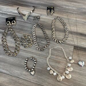 Lot of Vintage Silver Metal Costume Necklaces Earrings Jewelry